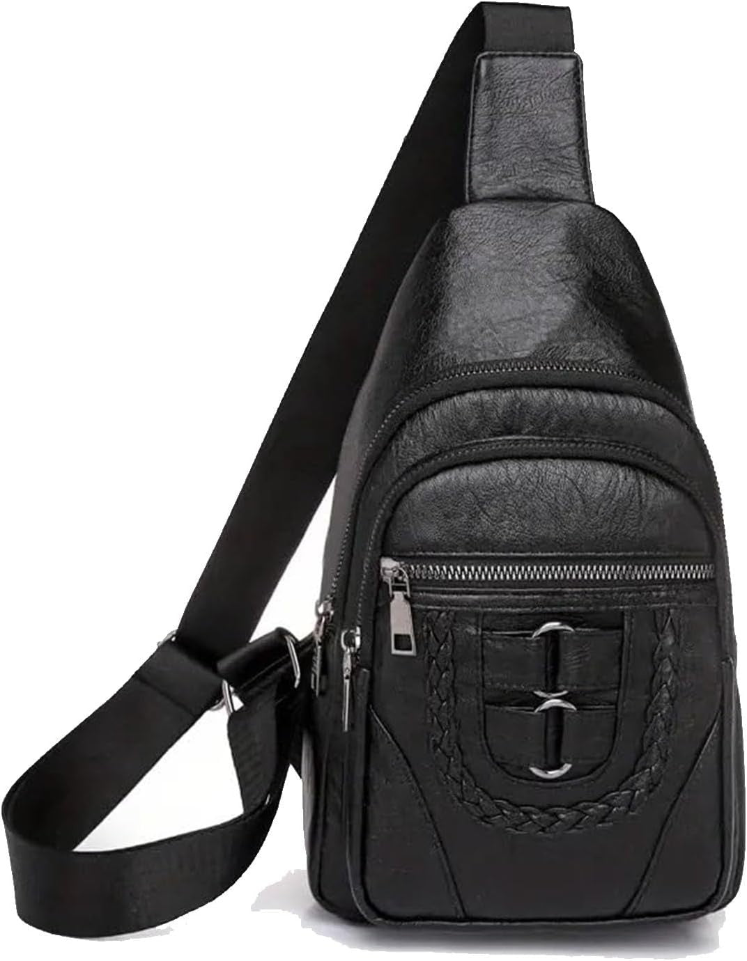 Leather Braiding Sling Backpack For Travel