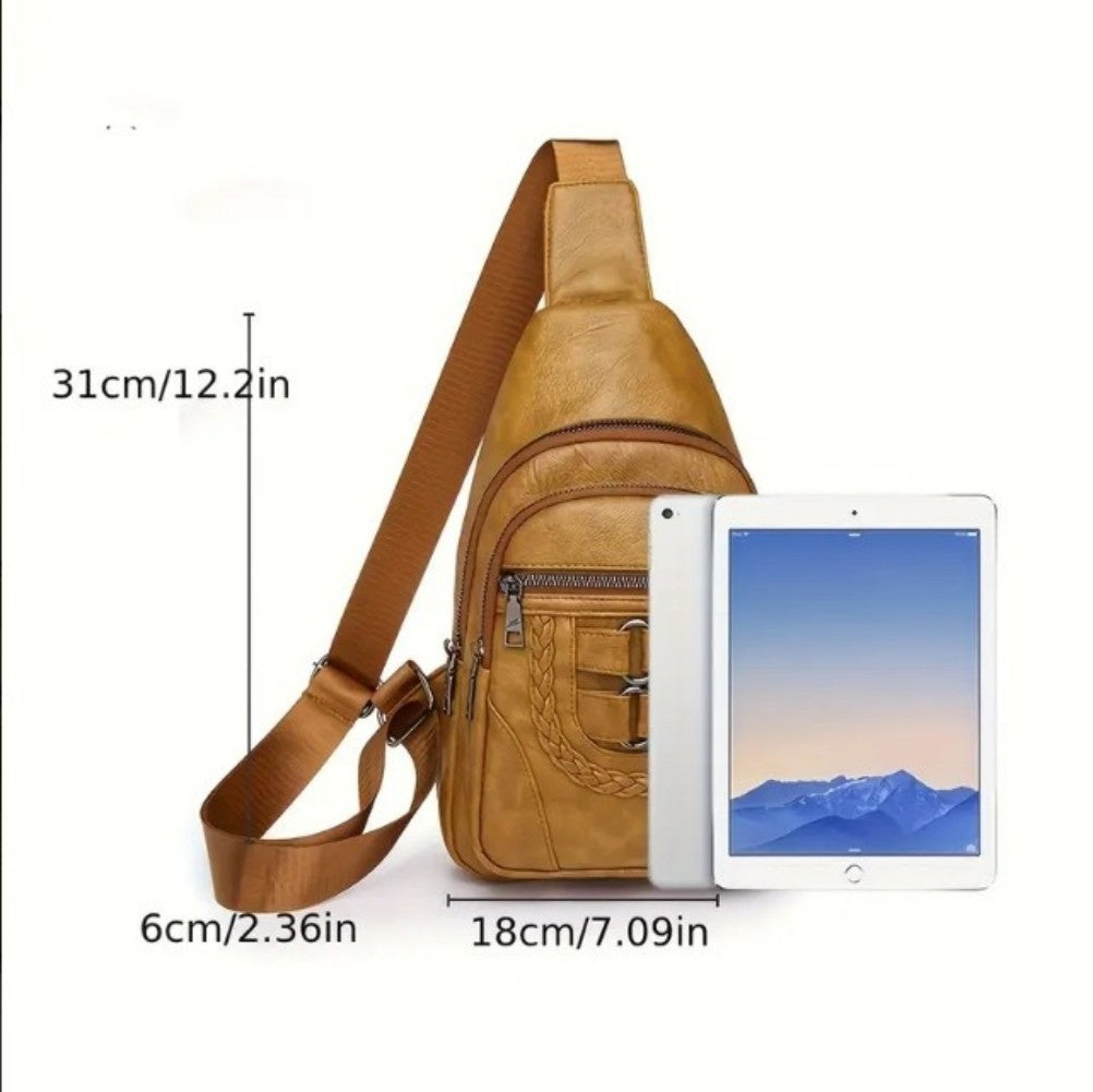 Leather Braiding Sling Backpack For Travel
